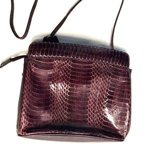 Whiting And Davis International Burgundy Purse Bag Shoulder Genuine Snake